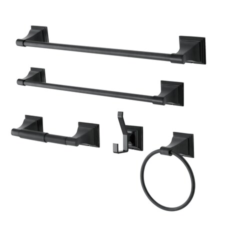 Kingston Brass Monarch 5-Piece Bathroom Accessory Set, Black BAHK61212478K